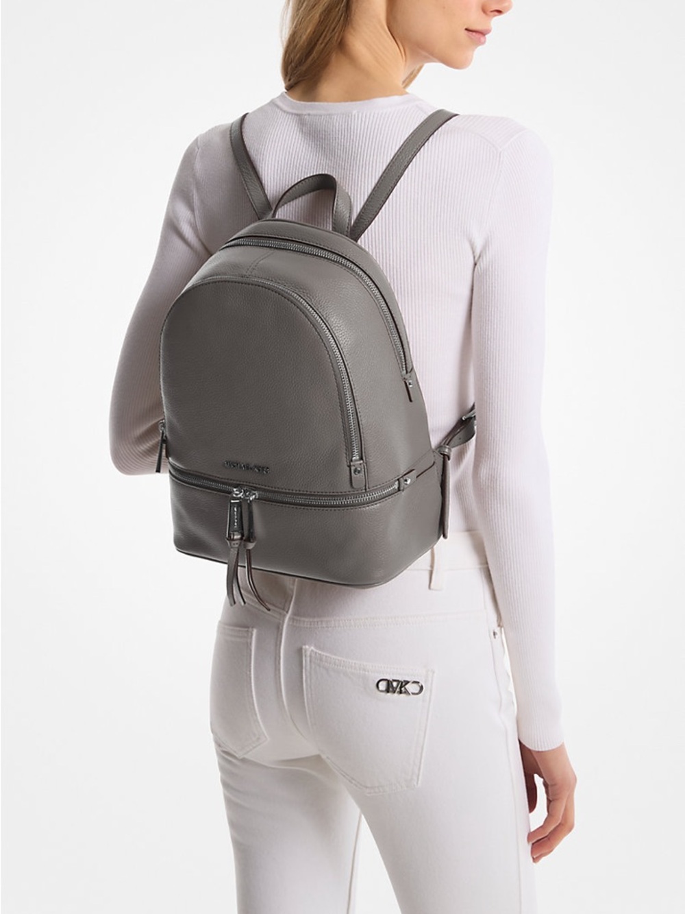 Michael Kors Rhea Pebbled Leather Backpack - Picture 14 of 14